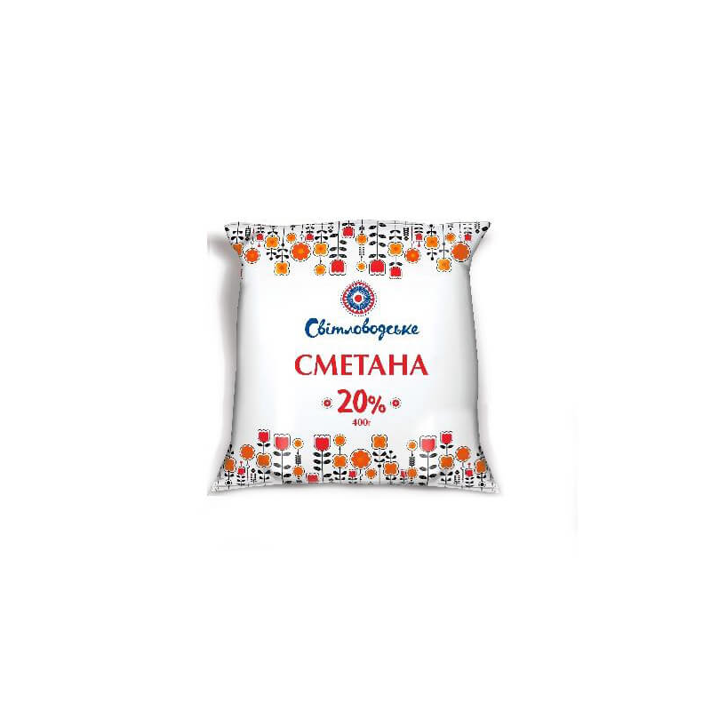 Сметана СВІТЛОВОДСЬКА 20%, 400г, плівка поліетиленова